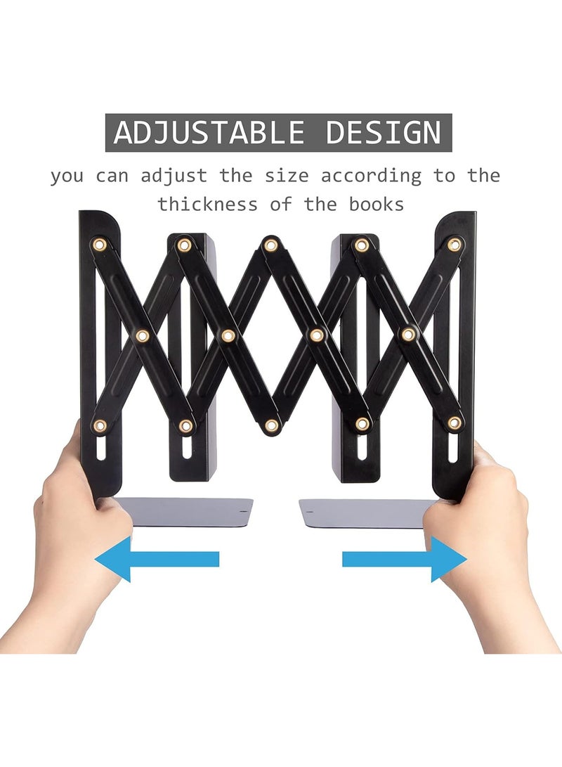 Toriseek Adjustable Book Ends, Metal Bookends for Heavy Books, Desk Book Holder for Shelves, Book Organizer for Desk, Suitable for Office, Home and School Use - Image 5